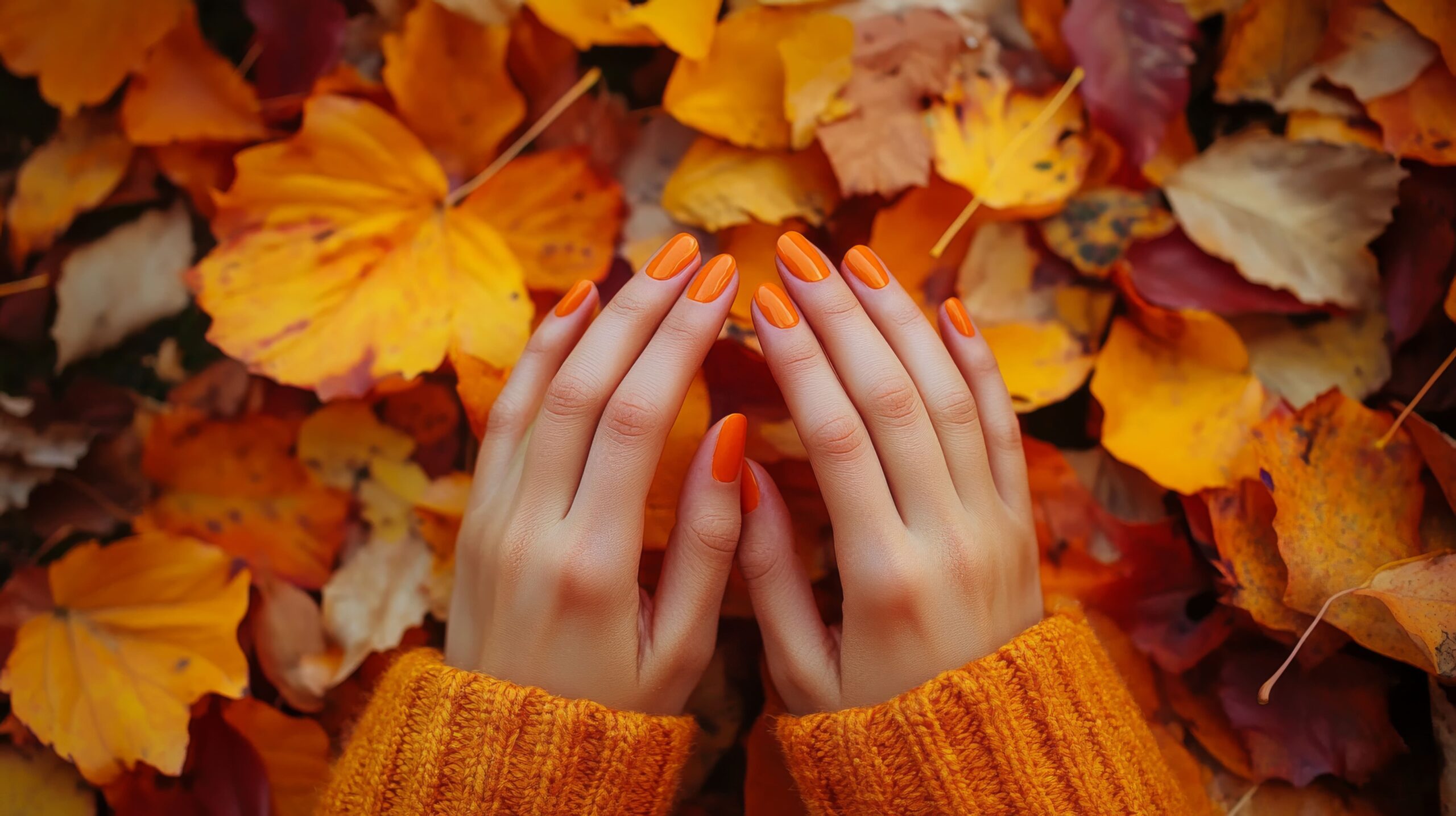 nail in orange colour